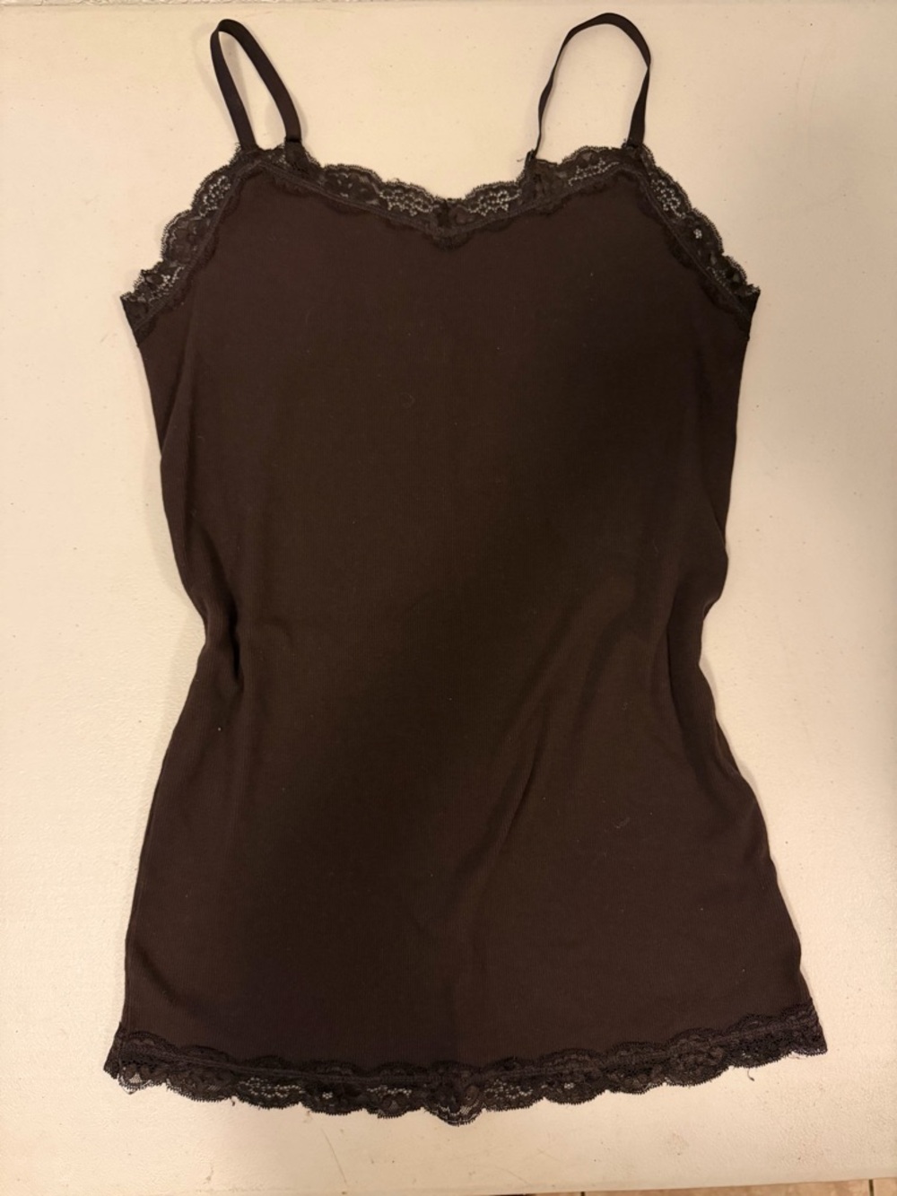Faded Glory Black Lace Trim Tank Top